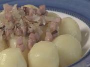 Bramborové kuličky - recept na bramborové kuličky s uzeným masem a cibulkou