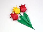 Tulipán z papíru - Origami tulipán - papírový tulipan